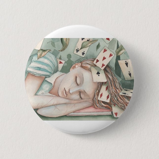 Alice in Wonderland asleep Pinback Button (Front)