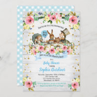 Alice in Wonderland baby boy shower invitation