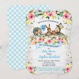 Alice in Wonderland baby boy shower invitation