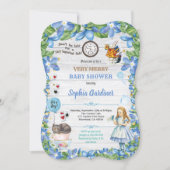 Alice in Wonderland baby BOY shower invitation (Front)