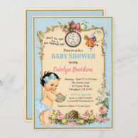 Alice in Wonderland Baby Girl Shower Invitation