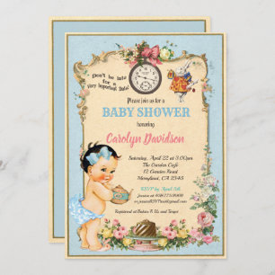 Alice in Wonderland Baby Girl Shower Invitation