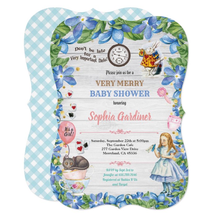 Alice In Wonderland Baby Shower Invitation Zazzle Wonderland Baby Shower Invitation