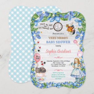 Alice in Wonderland baby girl shower invitation
