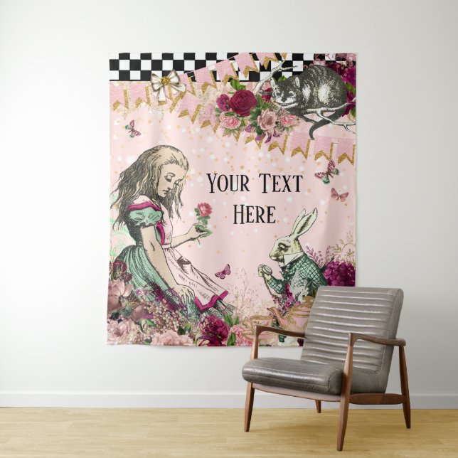 Alice in Wonderland Baby Shower Backdrop Banner (In Situ)