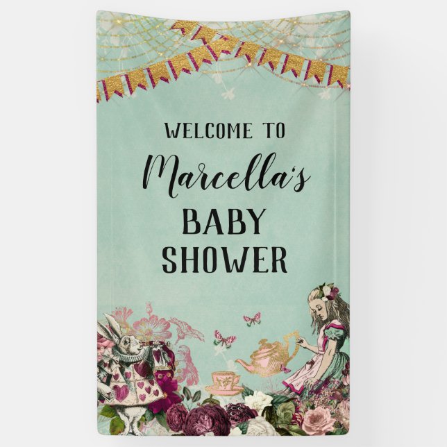 Alice in Wonderland Baby Shower Banner (Vertical)