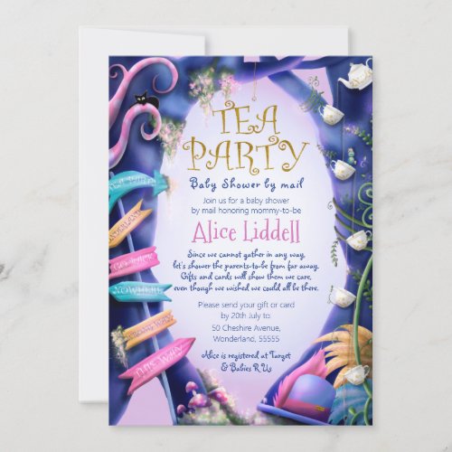 Alice in Wonderland baby shower by mail Invitation