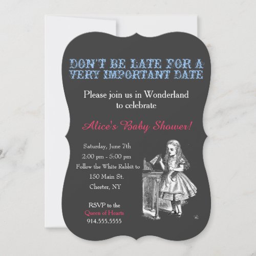 Alice in Wonderland baby shower custom vintage Invitation
