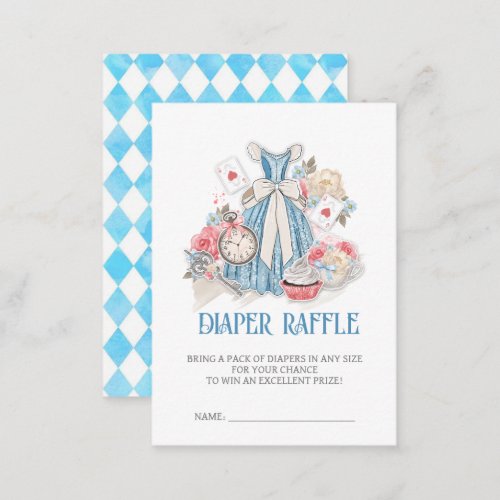 Alice in Wonderland Baby Shower Diaper Raffle Enclosure Card