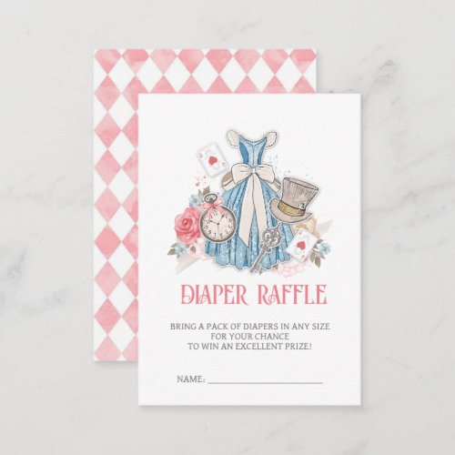 Alice in Wonderland Baby Shower Diaper Raffle Enclosure Card