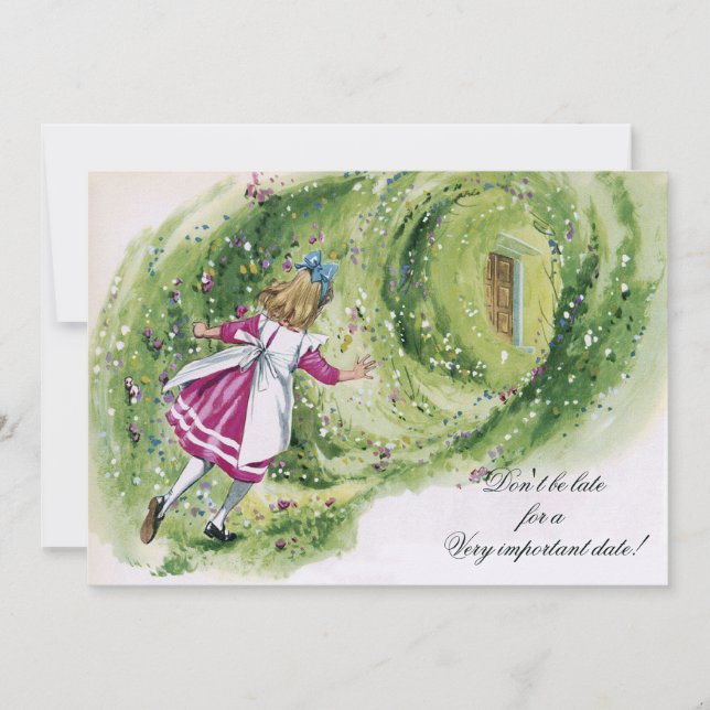 Alice in Wonderland Baby Shower Don't Be Late Invitation (Front)