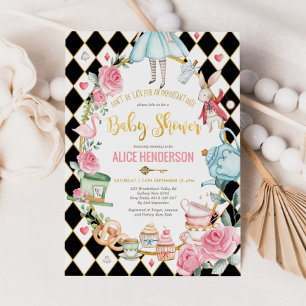 Alice in Wonderland Baby Shower Girl Mad Tea Party Invitation