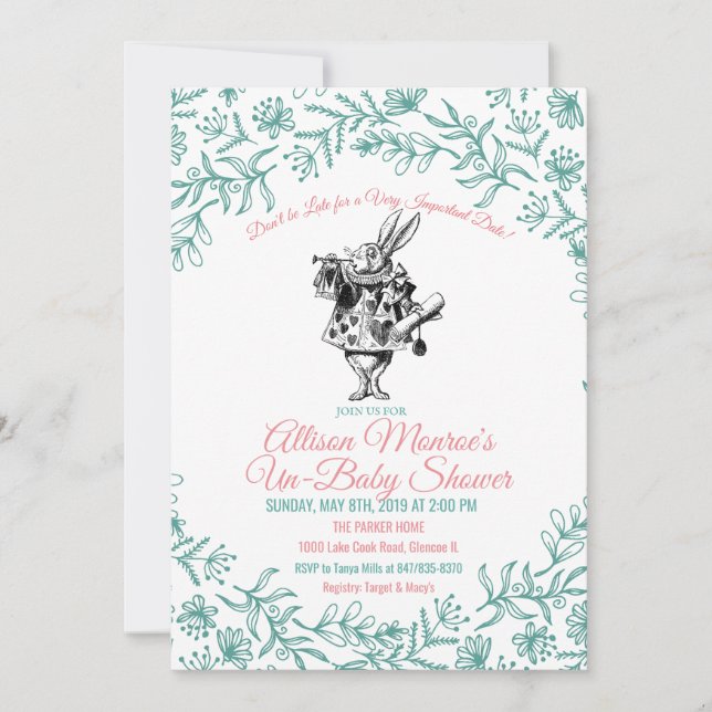 Alice in Wonderland Baby Shower Invitation (Front)