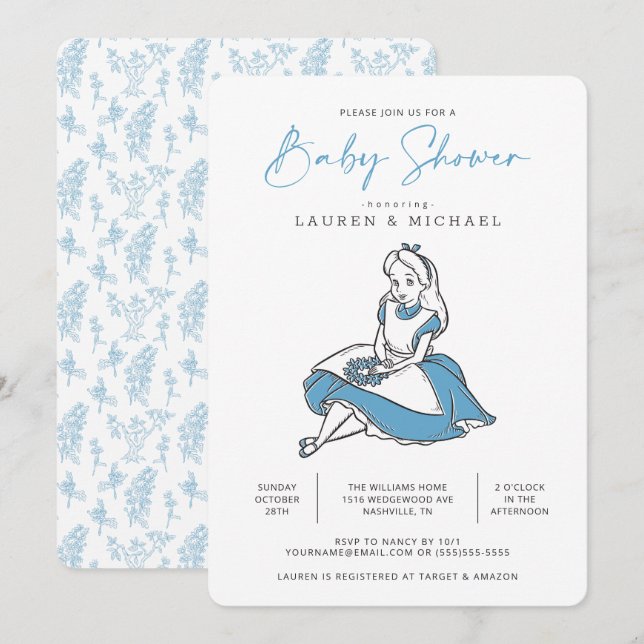 Alice in Wonderland Baby Shower Invitation (Front/Back)