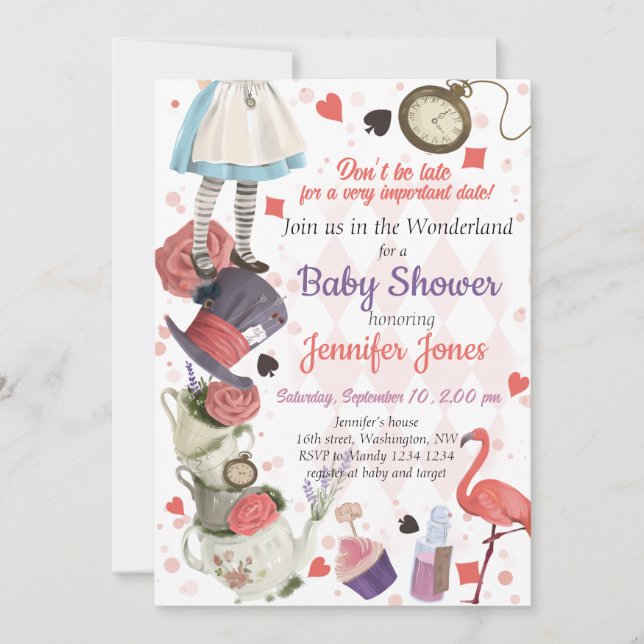 Alice in Wonderland Baby Shower Invitation (Front)