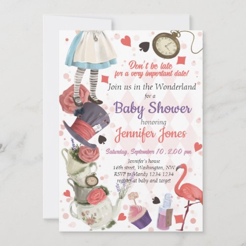 Alice in Wonderland Baby Shower Invitation