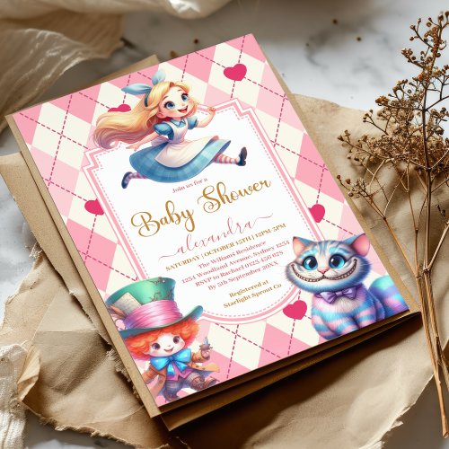 Alice in Wonderland  Baby Shower Invitation