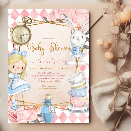 Alice in Wonderland  Baby Shower Invitation
