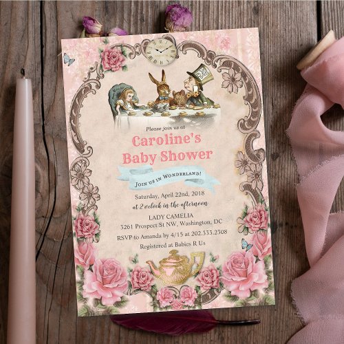 Alice in Wonderland Baby Shower Invitation