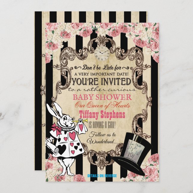 Alice in Wonderland Baby Shower Invitation (Front/Back)
