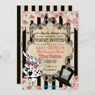 Pink & Blue Alice in Wonderland Baby Shower Invitation from £0.80 each