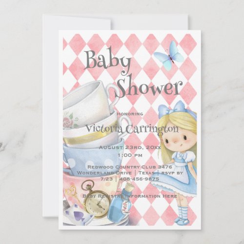 Alice in Wonderland Baby Shower Invitation