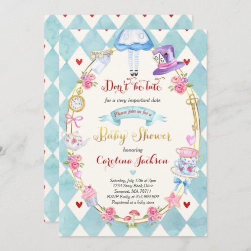 Alice In Wonderland Baby Shower Invitation