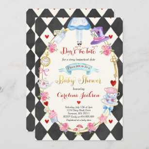 Alice Wonderland Pink Baby Shower Invitation - Vintage Wonderland