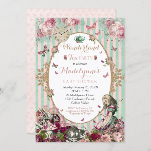 Alice in Wonderland Baby Shower Invitation Vintage