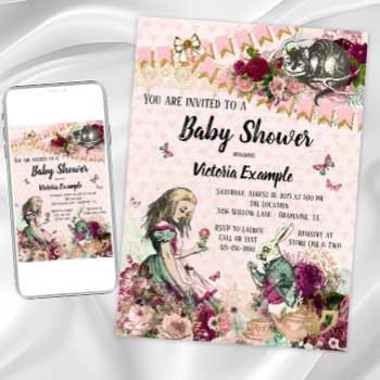 Alice In Wonderland Baby Shower Invitations by The_Baby_Boutique at Zazzle