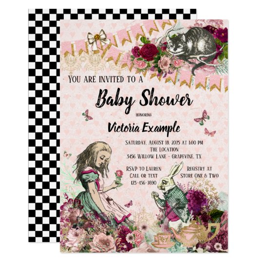 Alice In Wonderland Baby Shower Invitations Zazzle Com