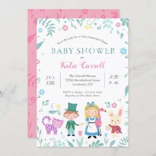Alice in Wonderland Baby Shower Invitations Pink