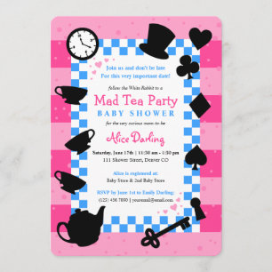 Alice in Wonderland Baby Shower Invitations Pink