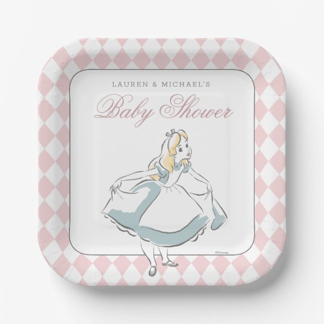 Alice in Wonderland Baby Shower Paper Plates (Front)