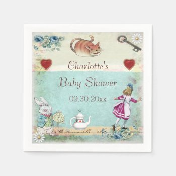 Alice In Wonderland Baby Shower Personalized Napkins by GroovyGraphics at Zazzle