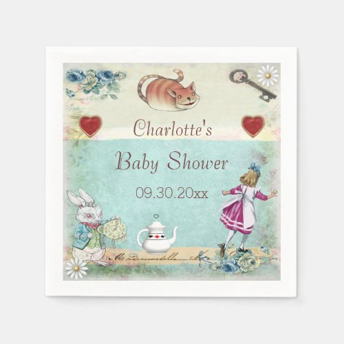 Alice in Wonderland Baby Shower Personalized Napkins