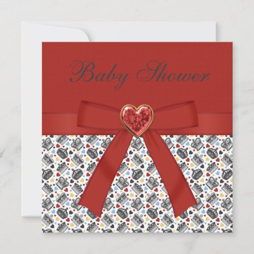 Alice in Wonderland Baby Shower Red Tea Party Personalized Invites