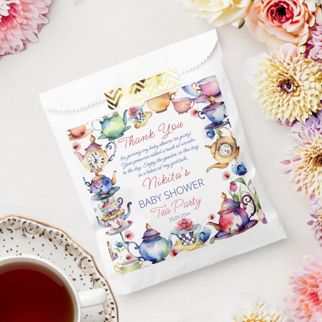 Alice in wonderland baby shower tea party favors favor bag (Alice in wonderland baby shower tea party favors personalized favor bag)