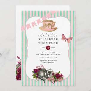 Alice In Wonderland Baby Shower Tea Party Invitation