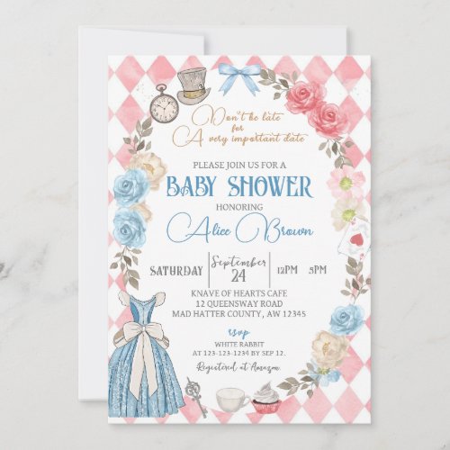 Alice in Wonderland Baby Shower Tea Party Invitation