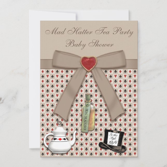 Alice in Wonderland Baby Shower Tea Party Invitation (Front)