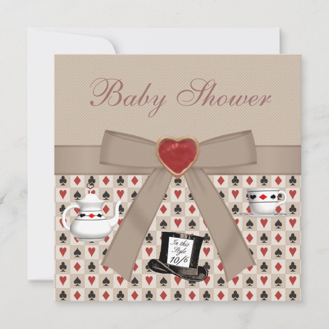 Alice in Wonderland Baby Shower Tea Party Invites (Front)