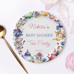 Alice in wonderland baby shower tea party tablewar paper plates<br><div class="desc">Alice in wonderland baby shower tea party tableware personalized paper party plates,  modern watercolor tea party themed bridal shower,  cups and sauces,  tea pots and flowers</div>