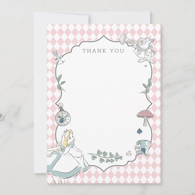Alice in Wonderland Baby Shower Thank You Card (Front)