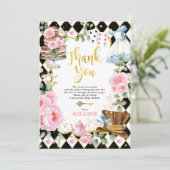 Alice in Wonderland Baby Shower Thank You Card (Standing Front)