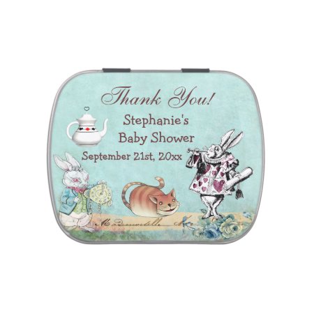 Alice In Wonderland Baby Shower Thank You Favor Candy Tin