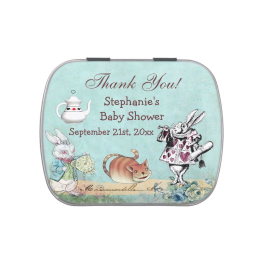 Alice in Wonderland Baby Shower Thank You Favor Candy Tin (Top)