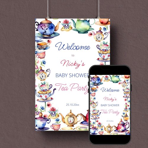 Alice in wonderland baby shower welcome sign