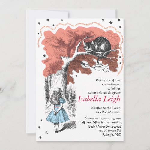 Alice In Wonderland Bat Mitzvah Invitation Invite