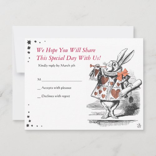 Alice In Wonderland Bat Mitzvah Reply Card